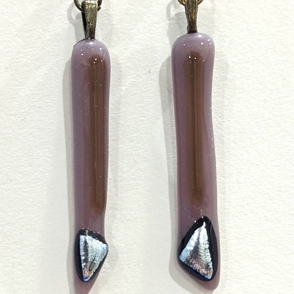 ArtisaHandmade fused glass abstract earrings with nickel free brass ear hooks. - Picture 2 of 2